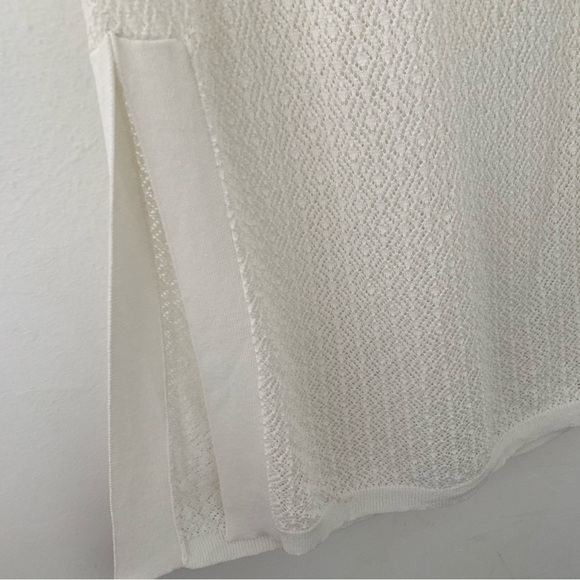 Aritzia Wilfred Perforated Knit Side Slit Sleeveless Tunic Tank Top White - S - Picture 4 of 6